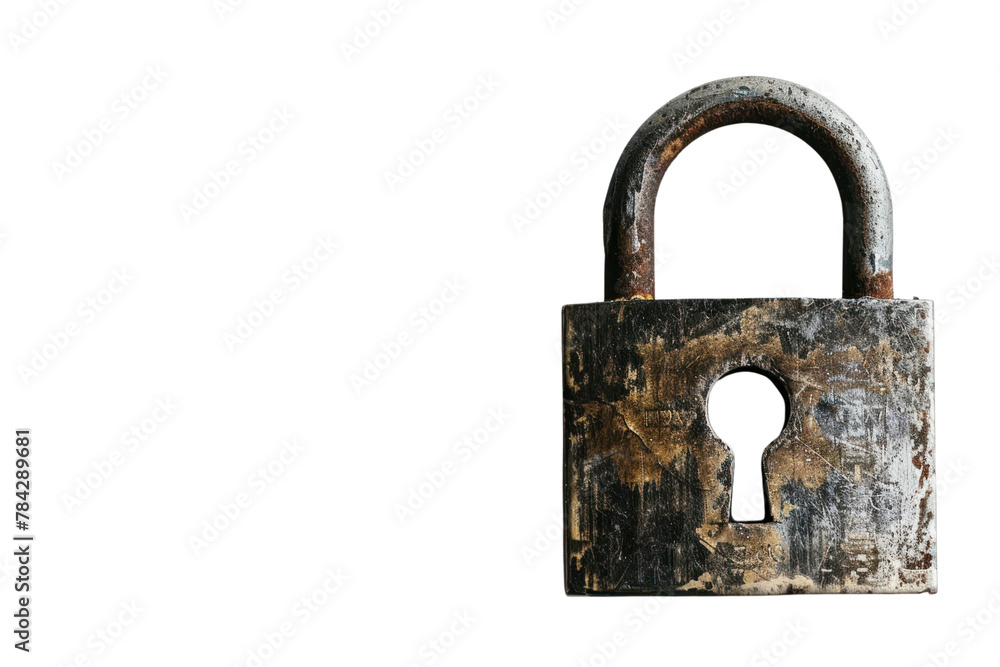 Poster photograph of padlock security symbol ,isolated on a transparent background.