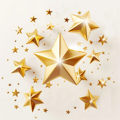 3d gold shining stars isolated decorative celebration poster design