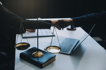 Businessman and Male lawyer or judge consult having team meeting with client, Law and Legal...