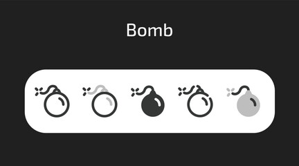 Bomb icons in 5 different styles as vector