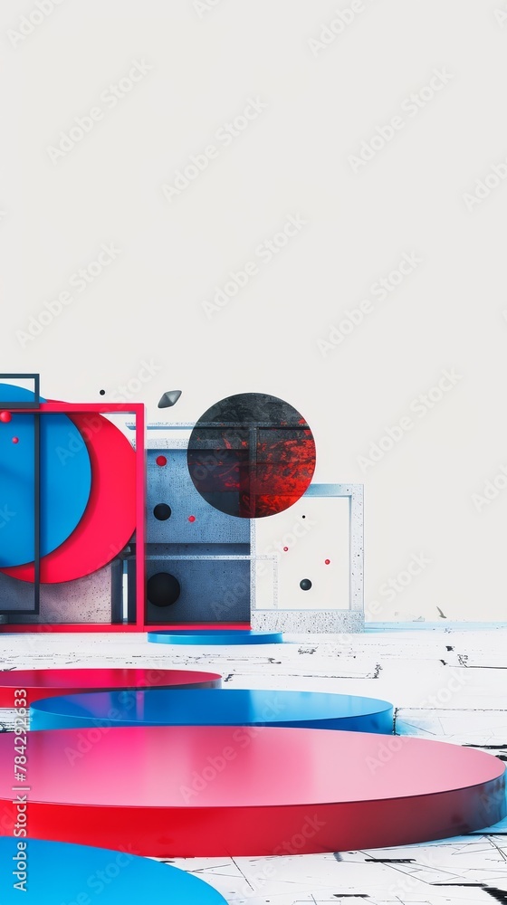 Poster towering kaleidoscope: a colorful stack of diverse objects