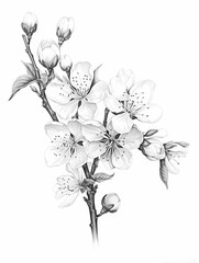 illustration of branch of cherry blossom wall art, generated ai
