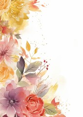 A watercolor painting of a floral bouquet with yellow, orange, and pink flowers.