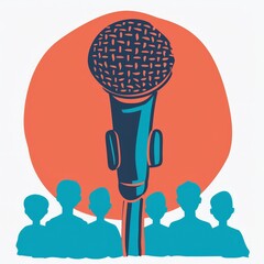 Engaging Public Speaking Microphone and Audience Logo