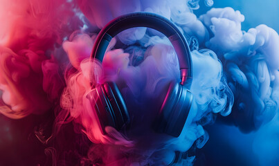 headphones music in smoke	