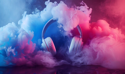 headphones music in smoke	
