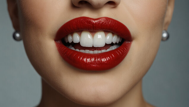 Zahnfront mit roten Lippen
