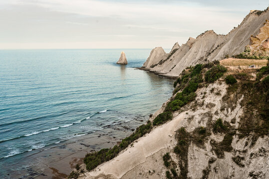 View of sea cliffs at Cape Kidnappers in Hawke's Bay, New Zealand