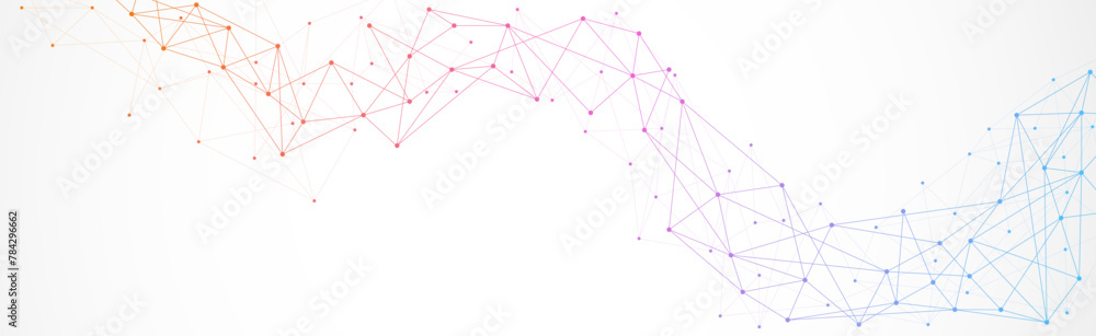 Poster geometric connected background. connecting dots and lines. global network connection. banner templat