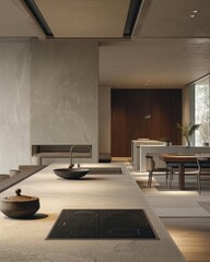 Sophisticated Culinary Oasis: Exquisite Kitchen with Refined Textures and Warm Wood Tones