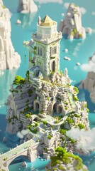 Obraz premium Buildings, shops and architecture designed according to the three-dimensional isometric concept in a minimalist style.