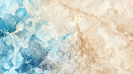Beige Marble with Blue Glass Horizontal Background. Abstract stone texture backdrop. Bright natural...