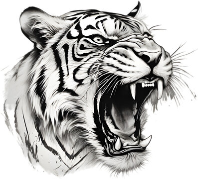Close-up painting of a tiger.