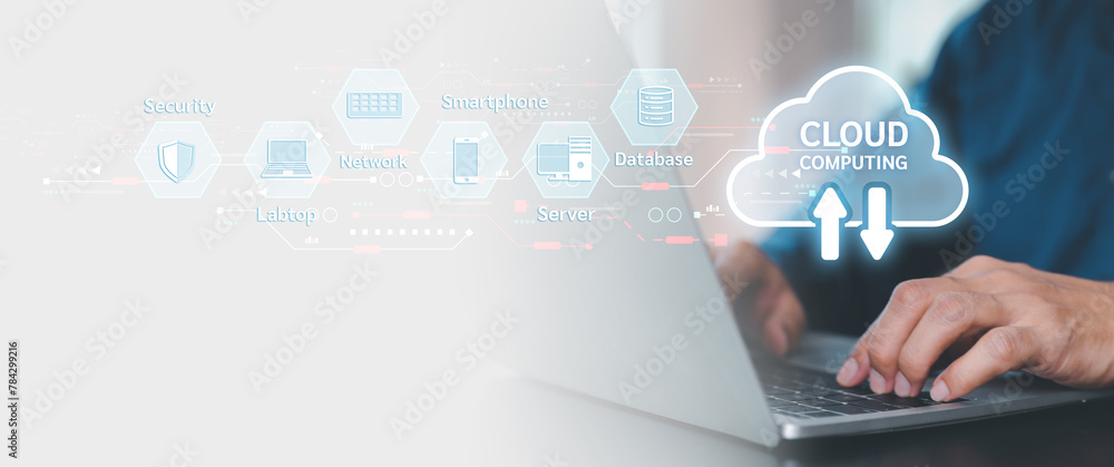 Poster database storage cloud technology file data transfer sharing, cyber, big data information for financ