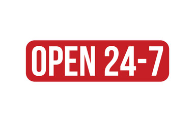 Open 24 7 Rubber Stamp Seal Vector