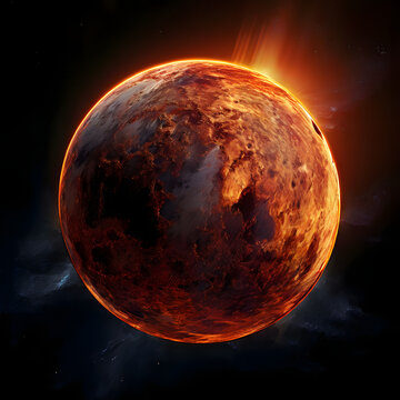 Mercury, solar system's innermost planet, bathed in the fierce glow of the Sun.