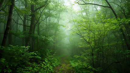 深い森の中の道