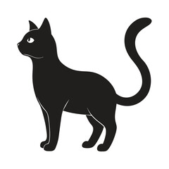 A silhouette cat black and white logo vector clip art