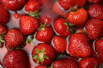 strawberries in water