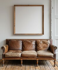 Living room with couch and mirror