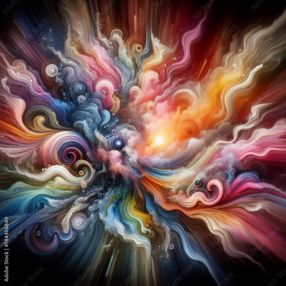 Poster this vibrant digital artwork showcases a whirl of colors mimicking a cosmic explosion, blending tone