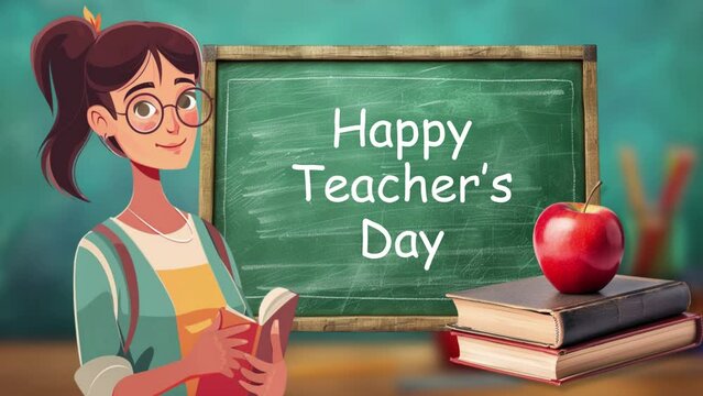 Happy teacher's day greeting, teacher teachers animation with Happy Teachers Day lettering