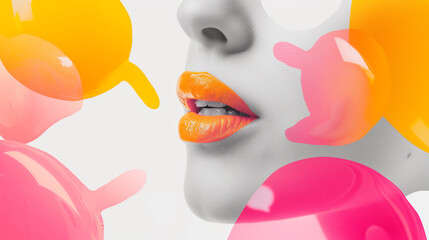 Artistic Abstract Lip Shapes in Vibrant Color Palette