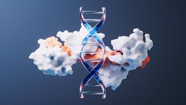 Loop animation of DNA and protein with biological concept, 3d rendering.