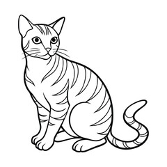 Cat vector illustration black and white cat outline