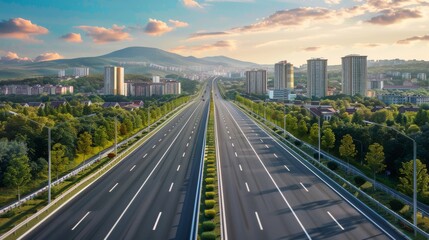 photorealistic highway on town background Generated with Ai tools