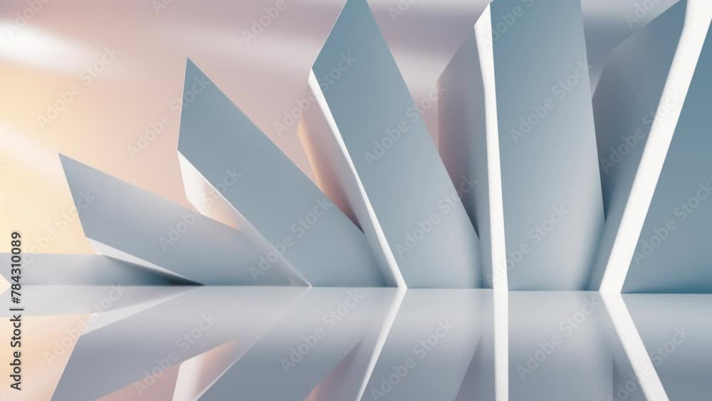 Poster empty building structure with geometric structure, 3d rendering.