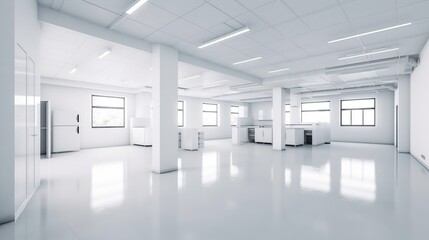 empty futuristic corridor with white walls.