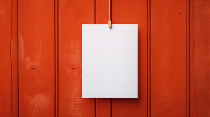 Blank paper sheet on old red wooden wall.