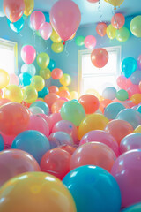 Fototapeta na wymiar A room filled with colorful balloons