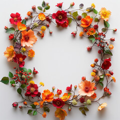 flowers circle frame, Autumn vibes, flower Wreath