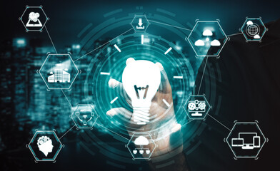 Innovation Technology for Business Finance Concept. Modern graphic interface showing symbol of...
