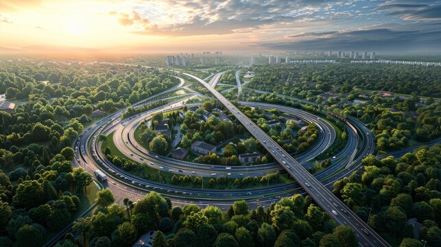 photorealistic highway on town background Generated with Ai tools