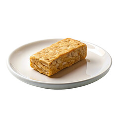 Tempeh on plate on transparent background