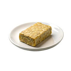 Tempeh on plate on transparent background