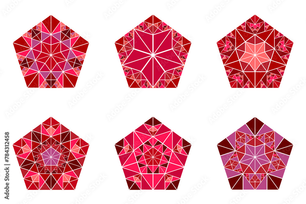 Poster isolated triangle pentagon symbol set - geometrical abstract polygonal geometric colorful vector gra