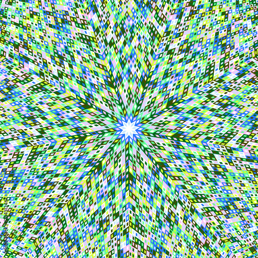 Poster colorful circular burst pattern background - psychedelic abstract hypnotic vector design from geomet
