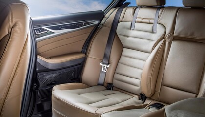 Interior of a modern luxury car with leather seats and backrest