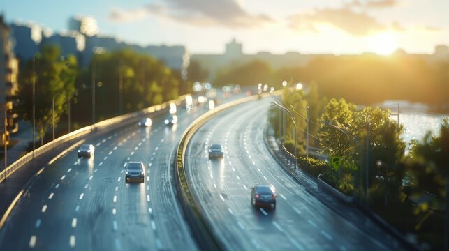 photorealistic highway on town background Generated with Ai tools