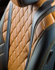 Modern Luxury Car Interior. Leather upholstery car seat details.