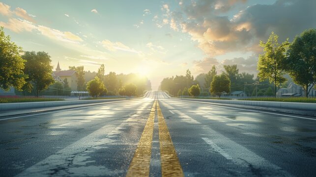 photorealistic highway on town background Generated with Ai tools