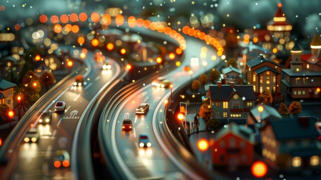 photorealistic highway on town background Generated with Ai tools