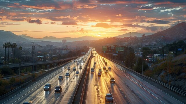 photorealistic highway on town background Generated with Ai tools