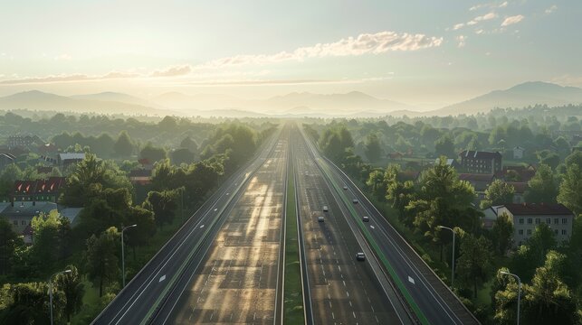 photorealistic highway on town background Generated with Ai tools