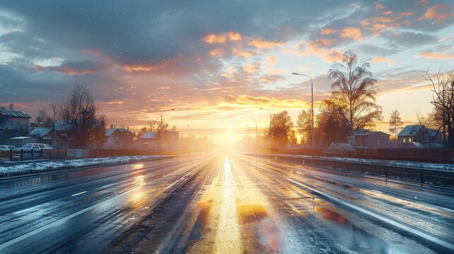 photorealistic highway on town background Generated with Ai tools