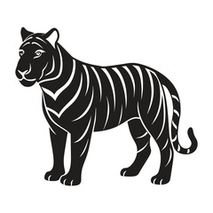 A silhouette tiger black and white logo vector clip art